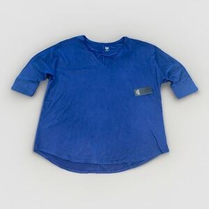 ANA Solid Blue V-Neck Top 3/4 Sleeve NWT - Womens Size 1X - MSRP $32
